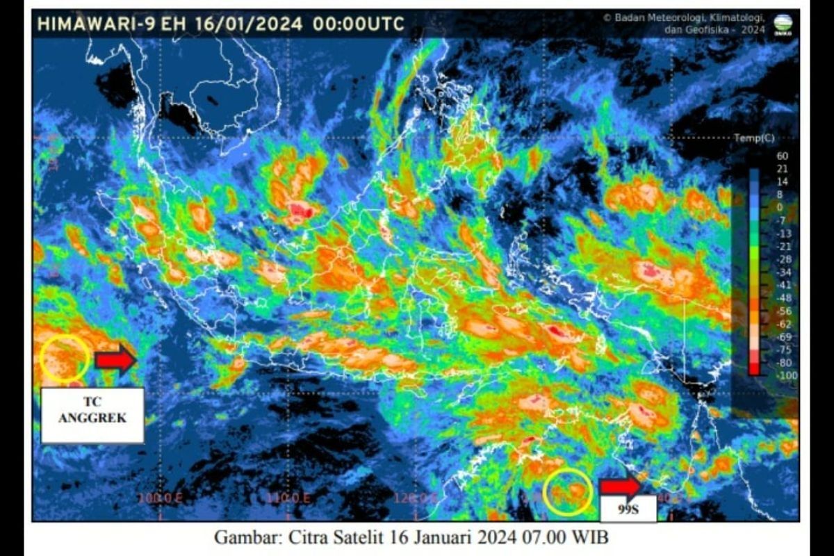 BMKG ungkapkan Siklon Tropis Anggrek-bibit siklon 99S terbentuk di Indonesia