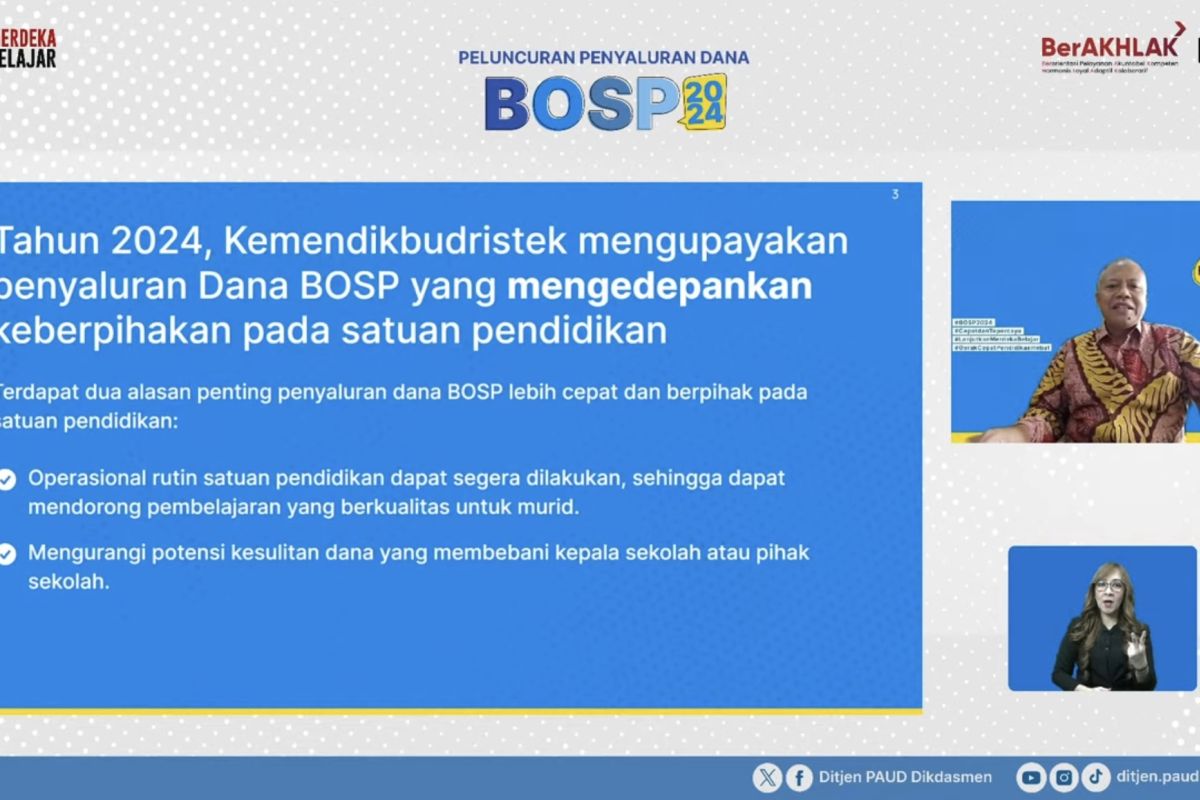 Kemendikbud percepat salurkan BOSP 2024, pacu pembelajaran berkualitas