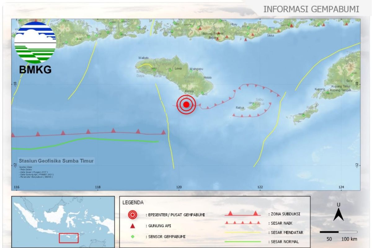 Gempa Tektonik M 4,9 guncang Waingapu