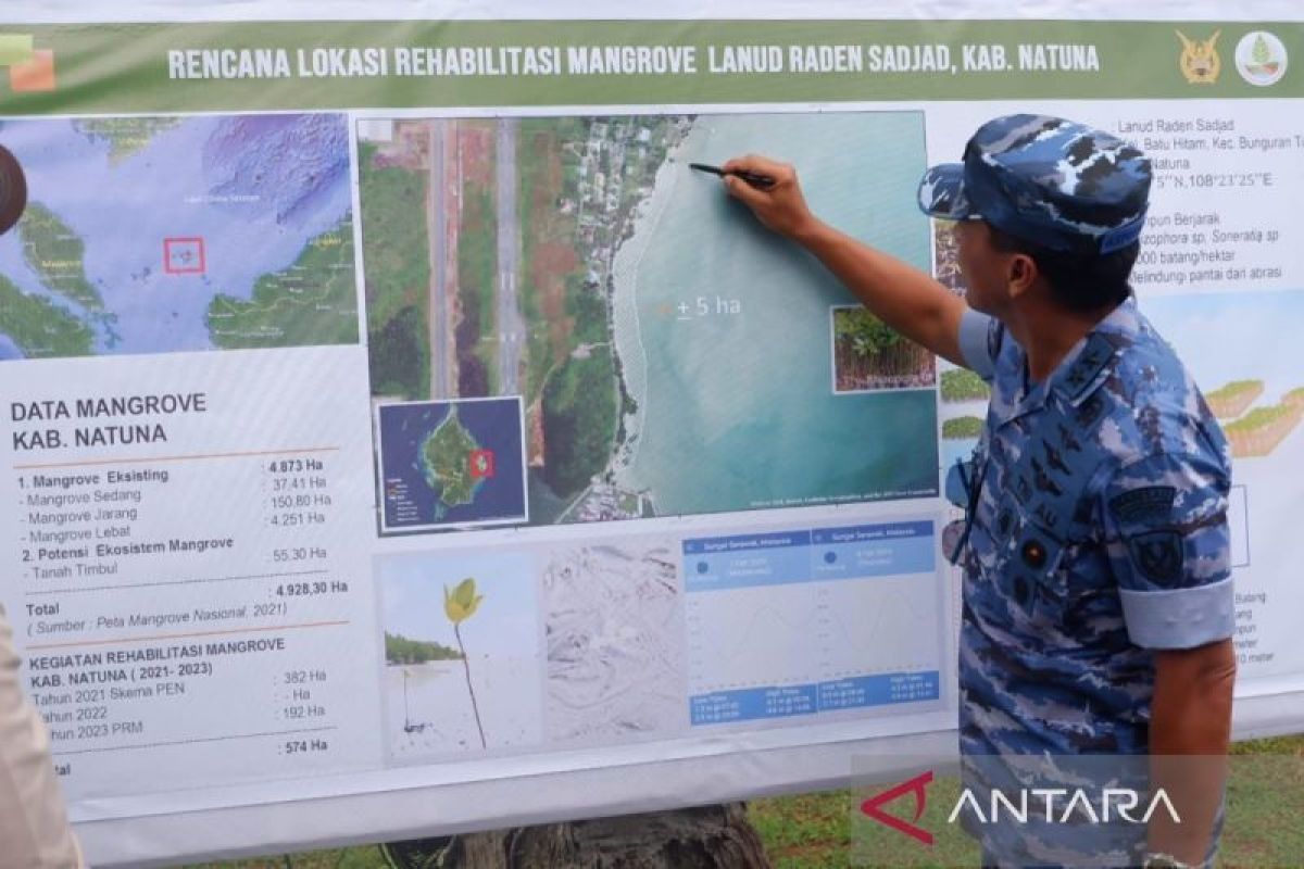 TNI AU gandeng BRGM perlambat laju abrasi pantai di Lanud Raden Sadjad Natuna