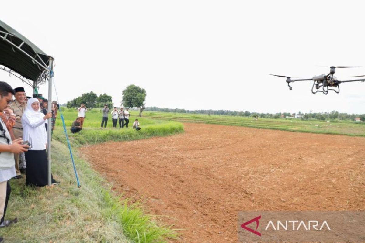 Gubernur Jatim uji coba penanaman kedelai dengan drone