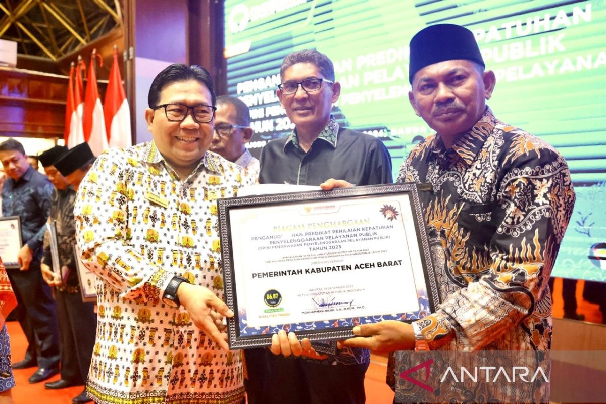 Aceh Barat raih penghargaan kepatuhan pelayanan publik