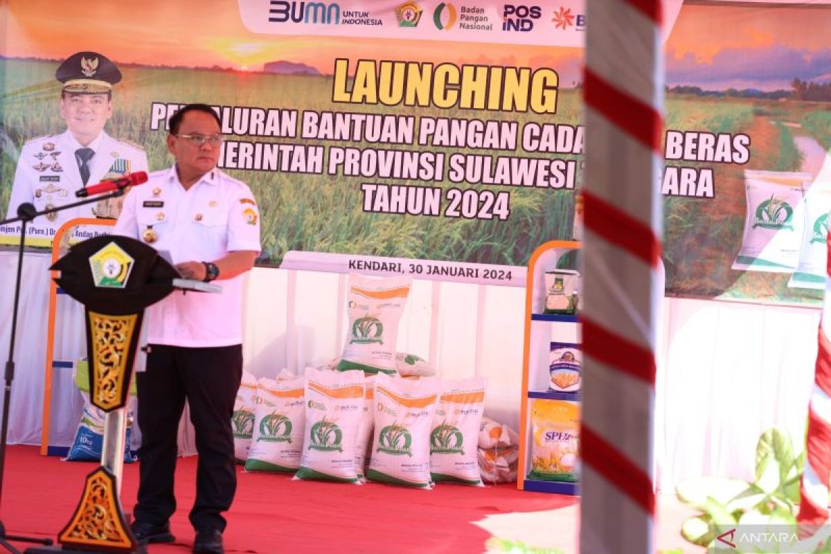 Pj Gubernur Sultra menyalurkan beras Cadangan Pangan Pemerintah tahap