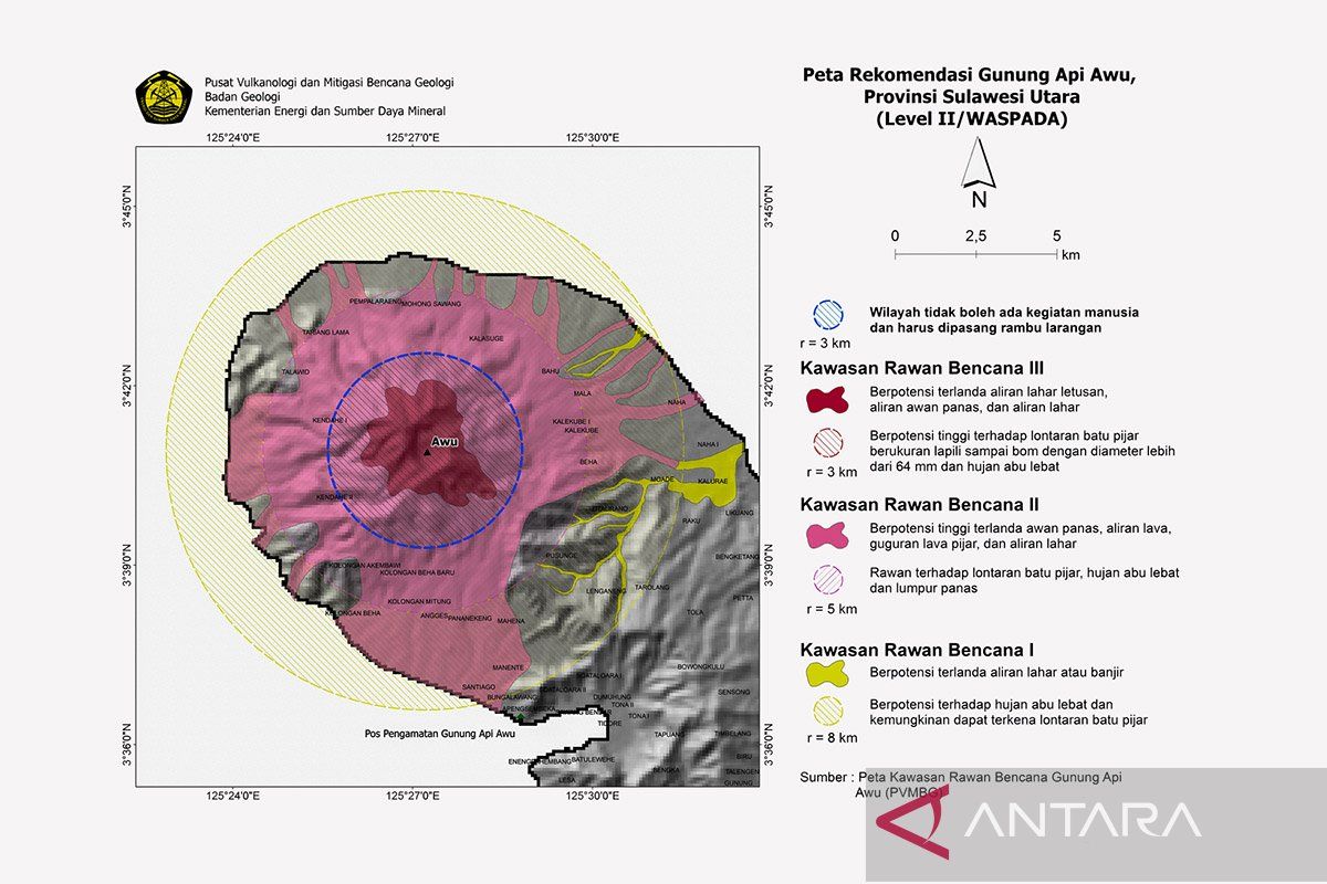 PVMBG catat peningkatan aktivitas gempa di Gunung Awu