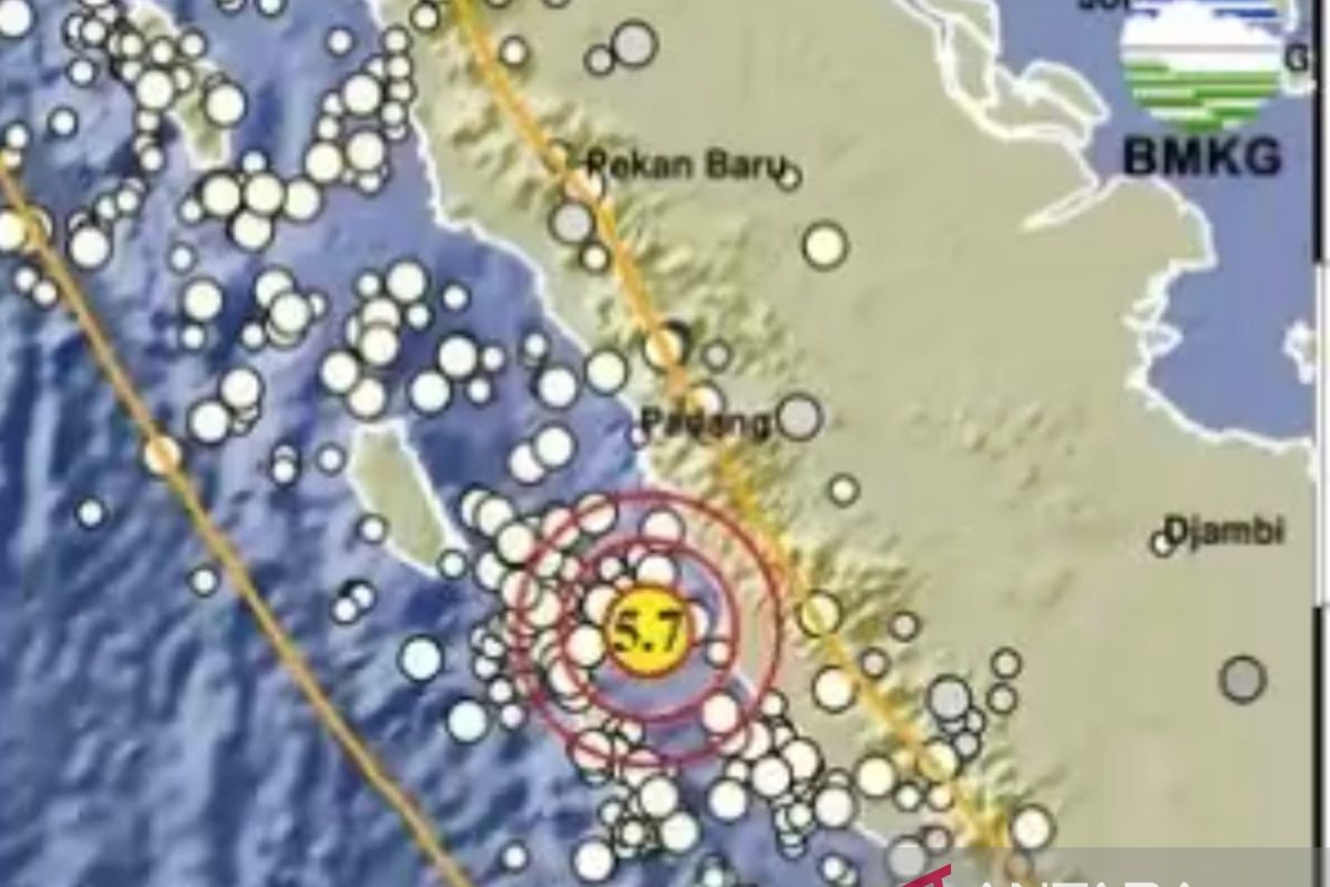 Gempa magnitudo 5,7 guncang Sumatera Barat