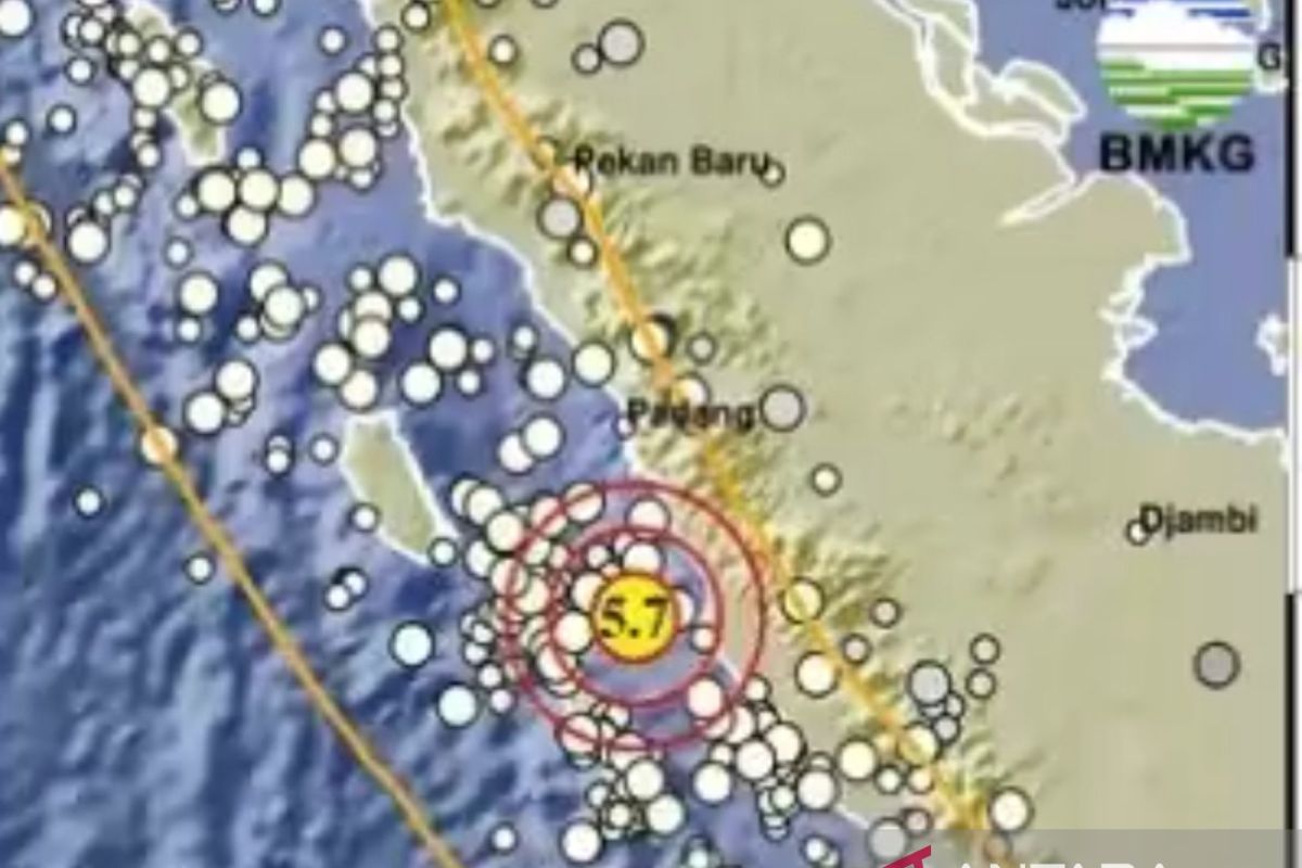 Gempa Magnitudo 5,7 terasa pada  beberapa daerah di Sumbar