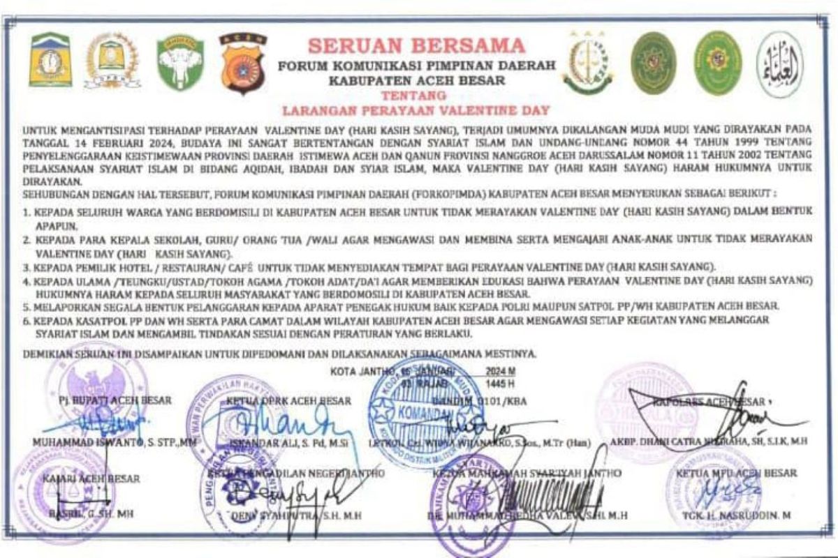 Aceh Besar larang rayakan Valentine