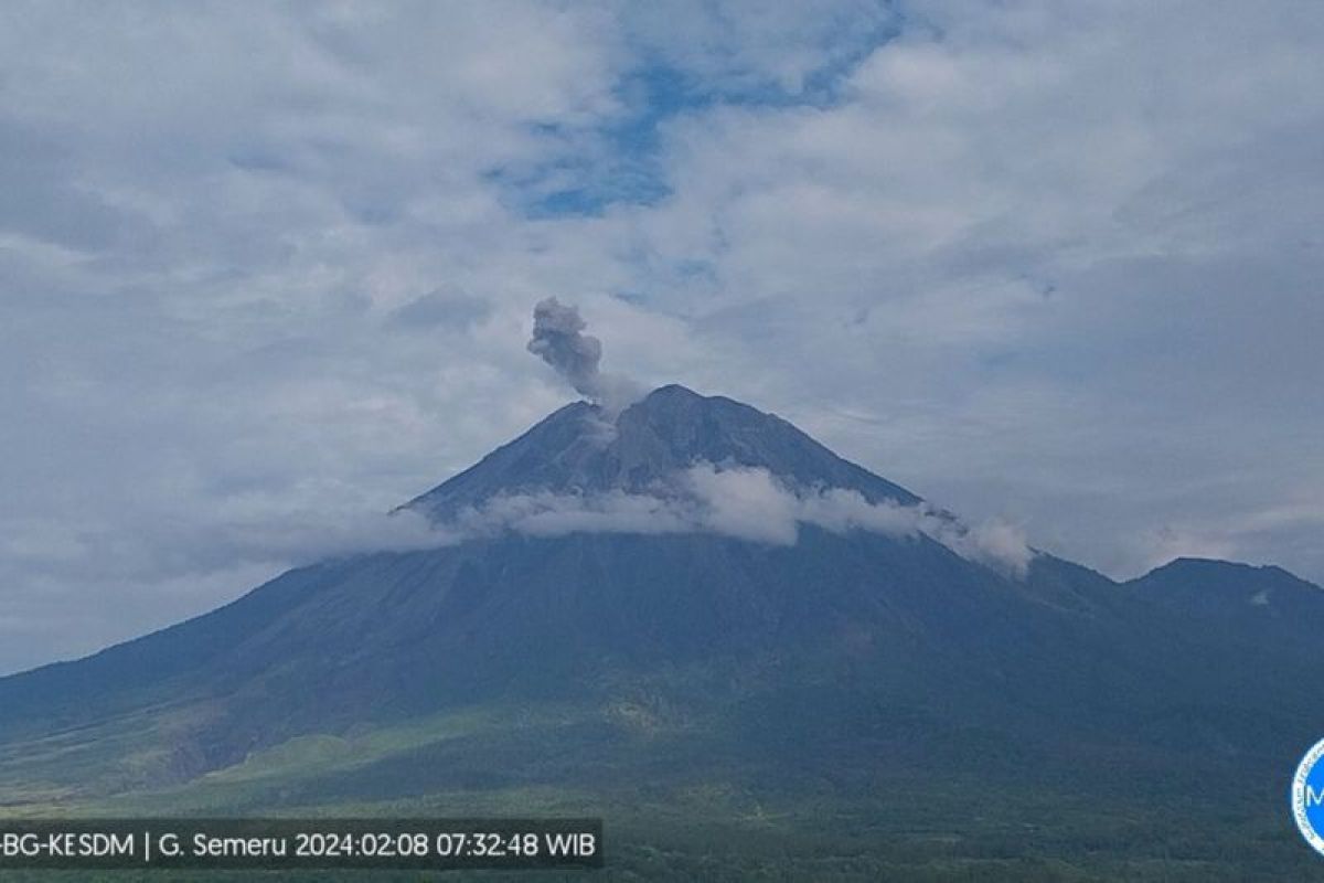 Gunung Semeru dua kali erupsi dengan letusan setinggi 600-800 meter