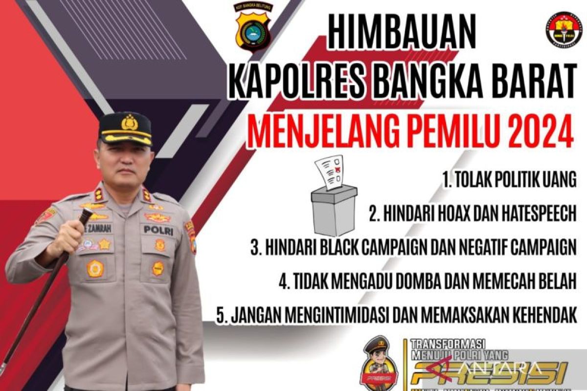 Kapolres Bangka Barat mengajak warga jaga kamtibmas jelang pemilu