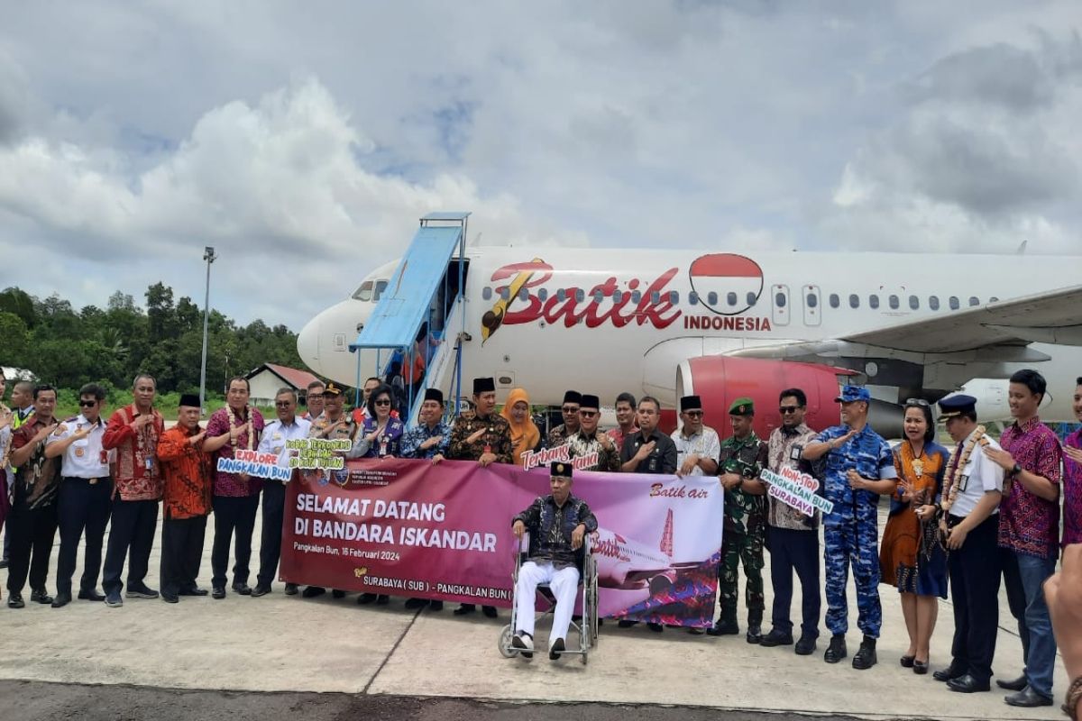 Pendaratan perdana Batik Air di Pangkalan Bun angkut 150 penumpang