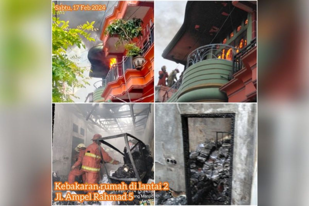 11 damkar padamkan kebakaran gudang pakaian di kawasan Ampel
