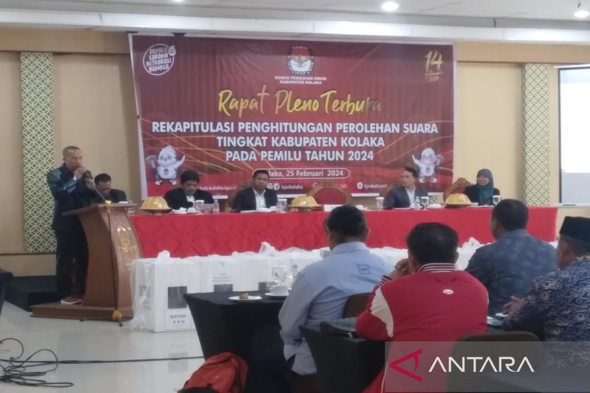 KPU Kolaka rapat pleno rekapitulasi penghitungan perolehan suara