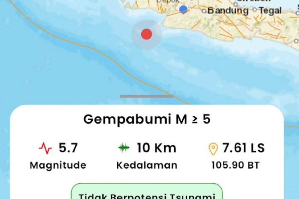 Gempa M5,7 di Kabupaten Bayah Banten tak menyebakan kerusakan