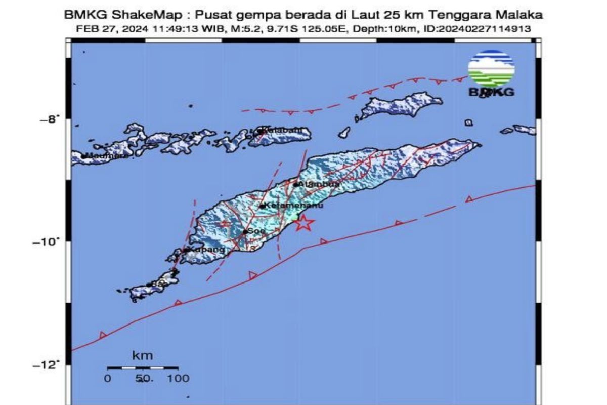 Gempa  bumi kekuatan 5,2 guncang Malaka NTT