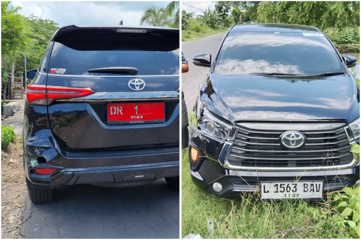 Mobil Pj Gubernur NTB dan Pj Bupati Lombok Timur diseruduk kendaraan lain saat hadiri kegiatan Menko Marves