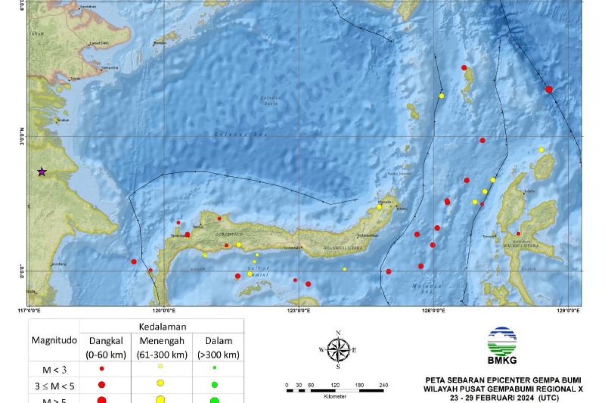 Geofisika catat 36 gempa tektonik getarkan Sulut dan sekitarnya
