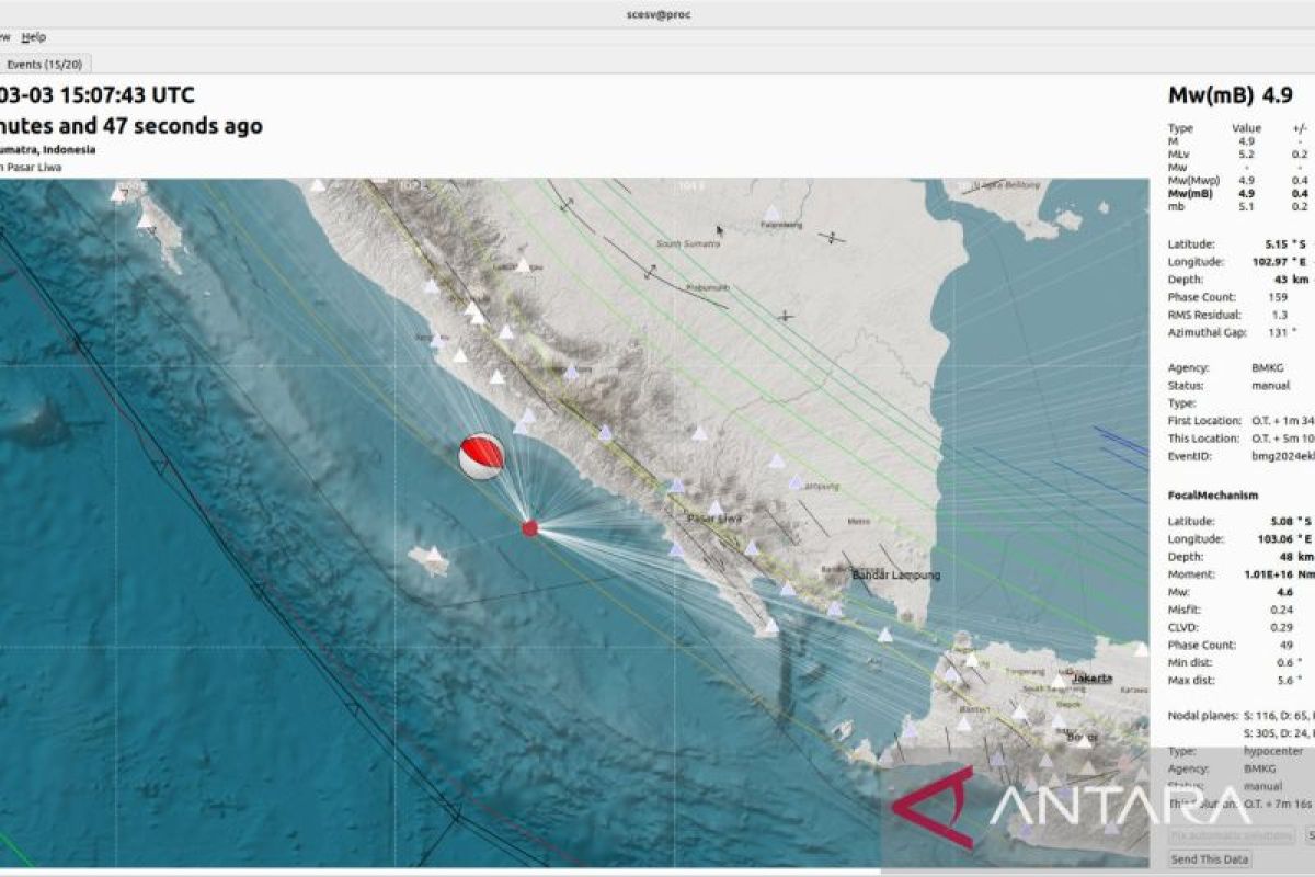 Gempa magnitudo 5,1 di Bengkulu dirasakan hingga Sumsel dan Lampung