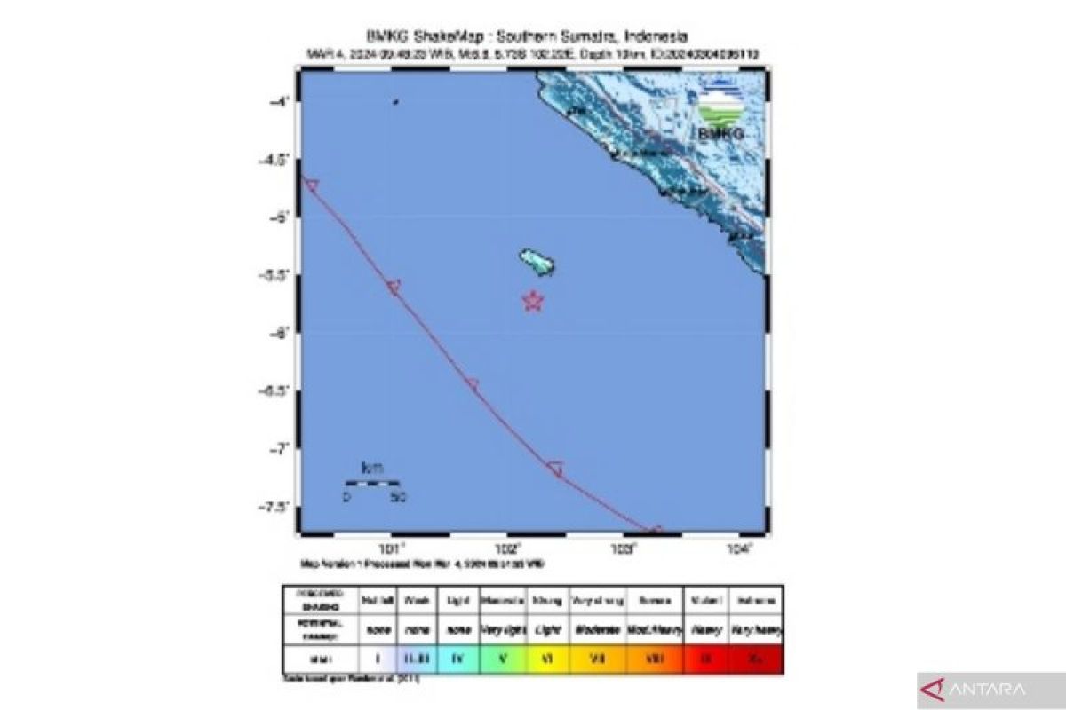 Gempa magnitudo 5,6 guncang Bengkulu