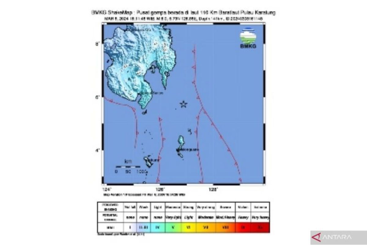 Gempa magnitudo 6 terjadi di Karatung Sulawesi Utara