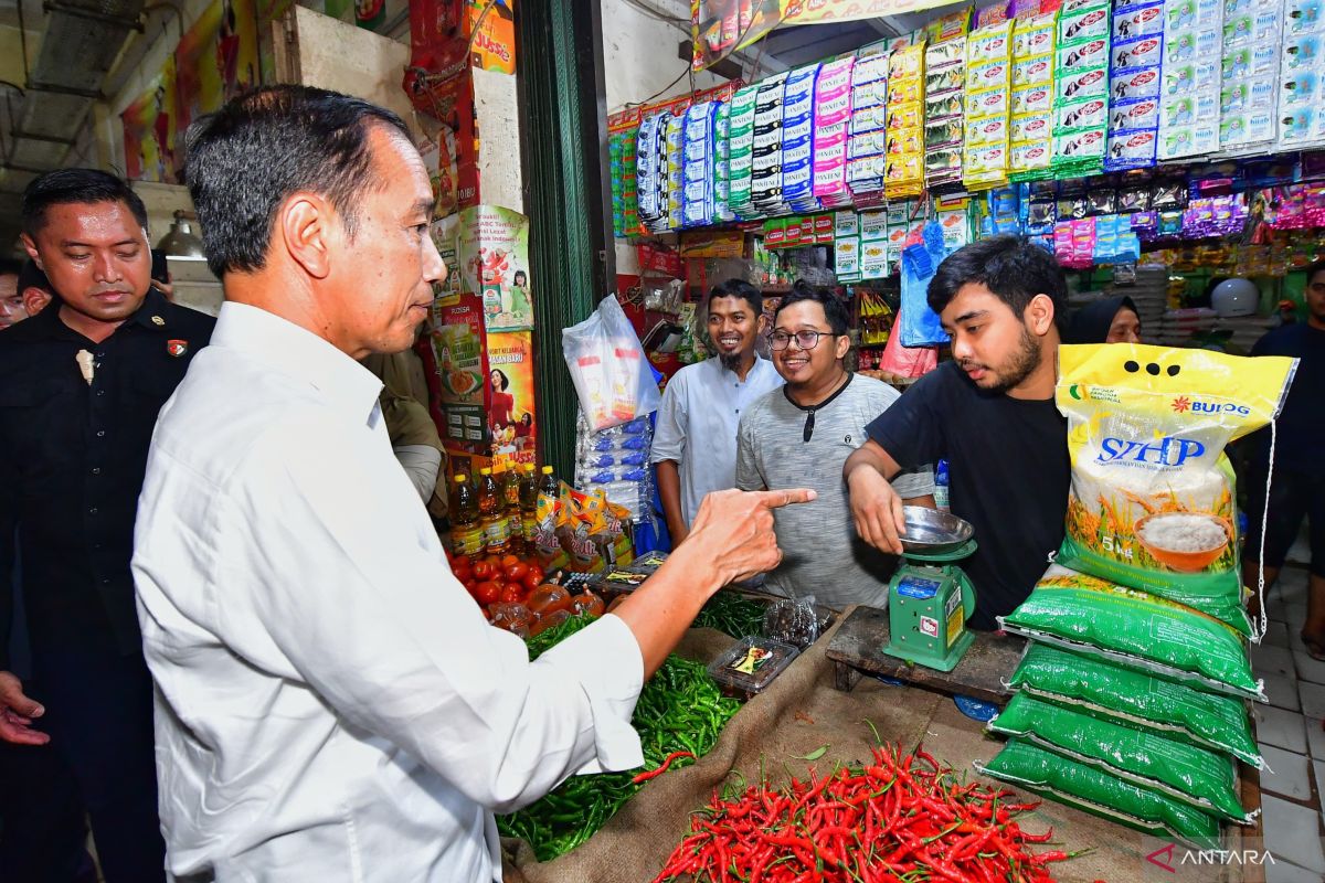 Jokowi di Pasar Gelugur Rantauprapat, Sumut, cek harga