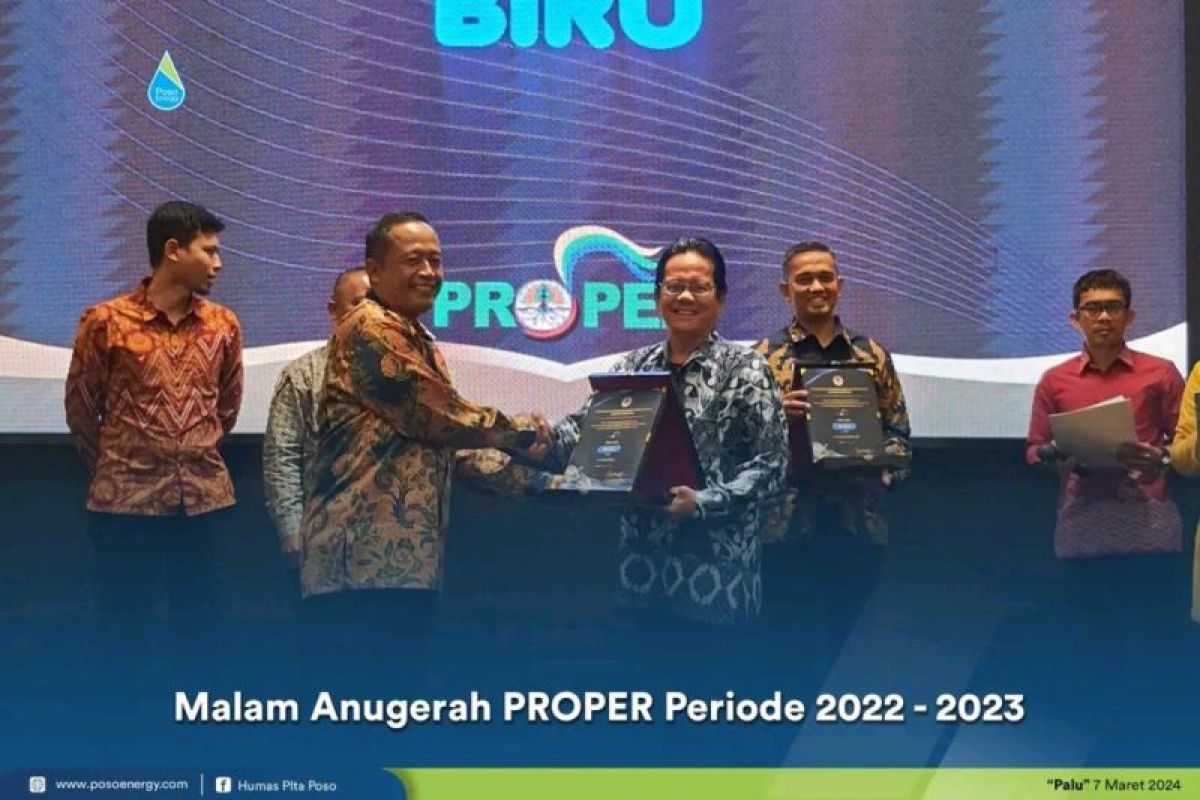 PLTA Poso Energy meraih "Proper Biru" dalam pengelolahan lingkungan hidup periode tahun 2022-2023