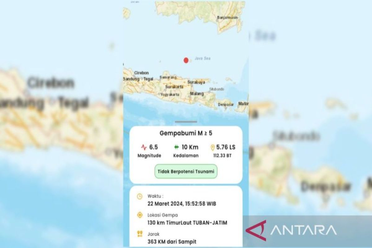 Warga Sampit dikagetkan getaran gempa berturut-turut