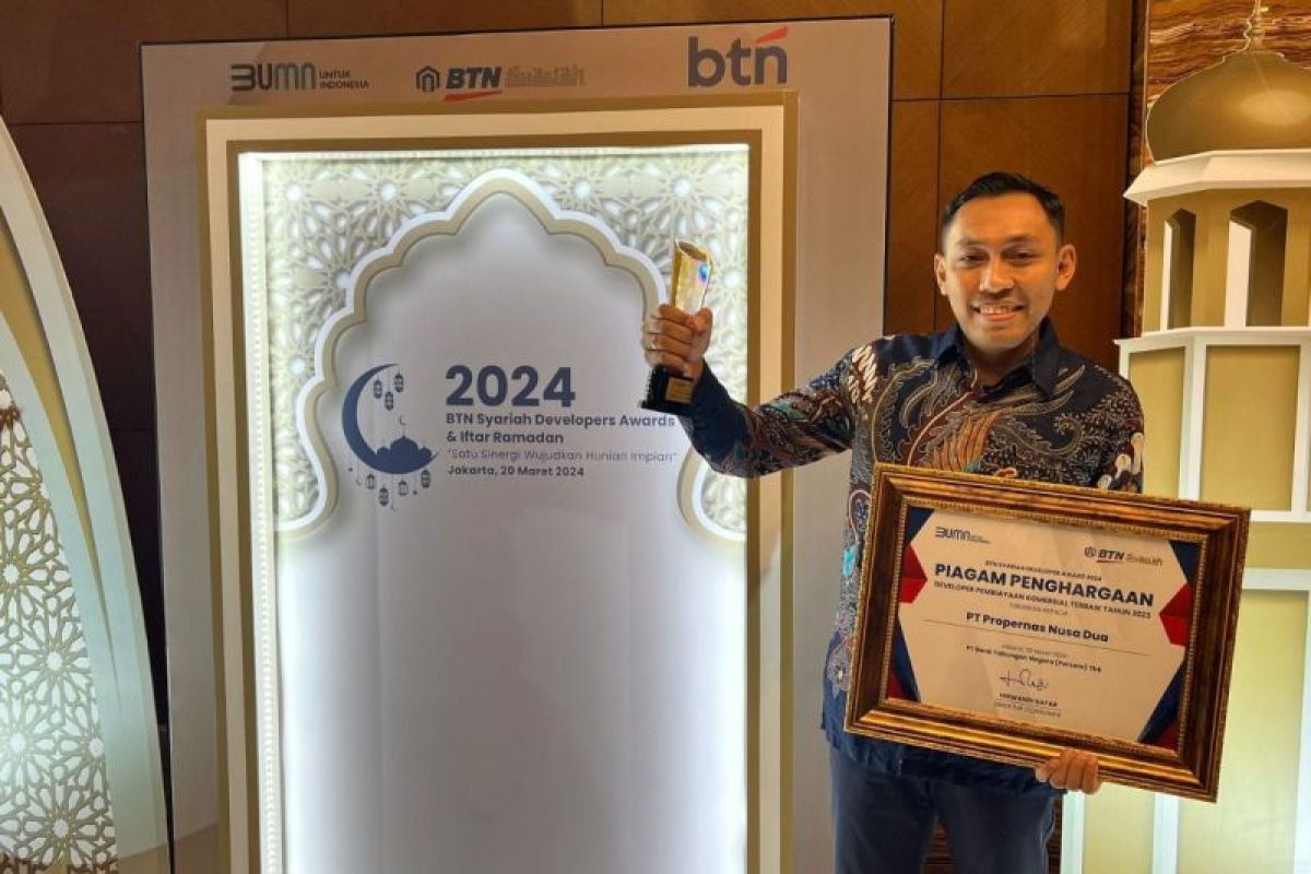 Propernas Nusa Dua sabet penghargaan developer pembiayaan terbaik 2023 dari BTN Syariah