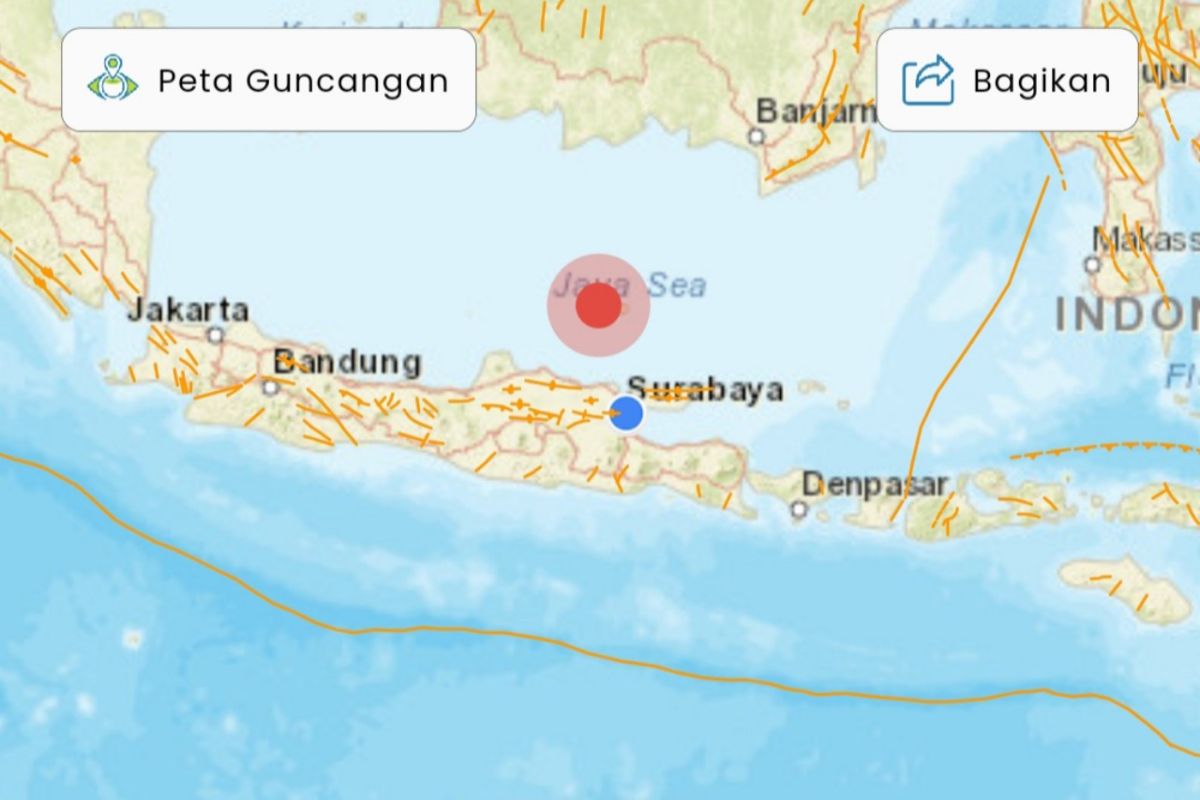 Gempa Tuban getarkan sejumlah daerah di Pulau Jawa
