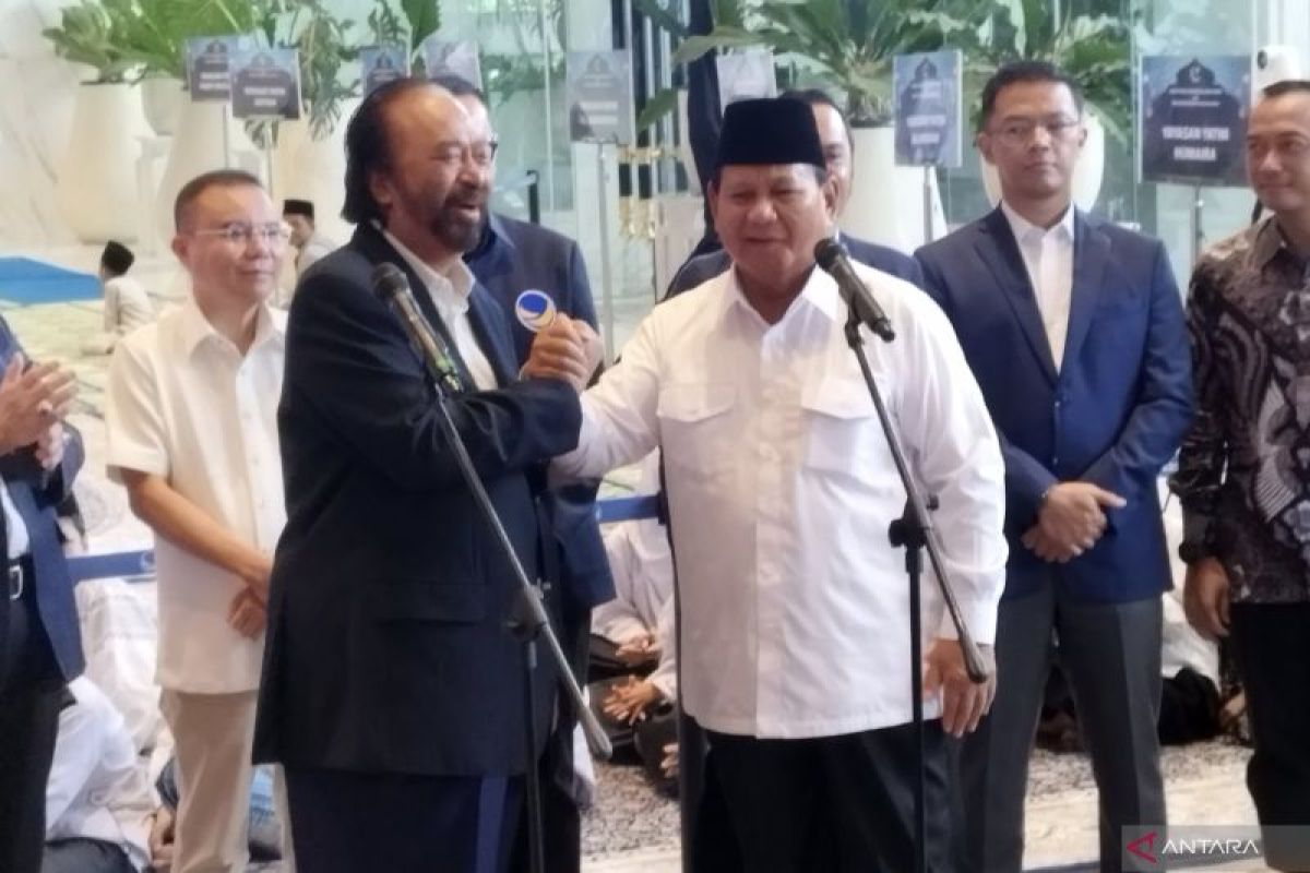 Prabowo Subianto datang ke NasDem Tower untuk hormati ucapan selamat dari Surya Paloh