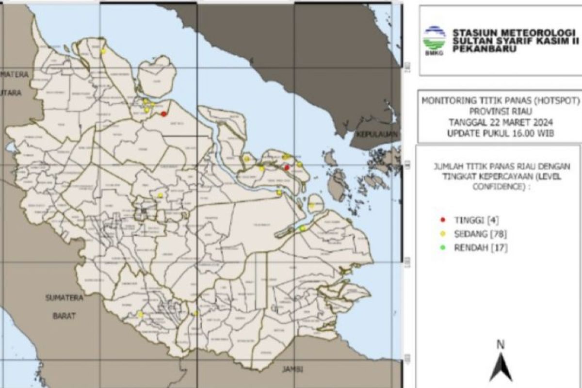 BMKG deteksi 99 titik panas di Riau