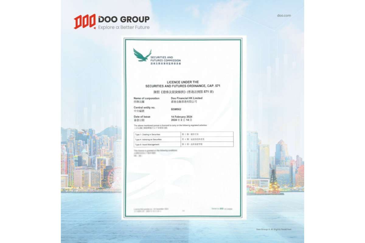 Doo Financial HK Limited Berhasil Raih Izin Usaha Tipe 1 "Dealing in Securities" dari Hong Kong Securities dan Futures Commission (HK SFC)