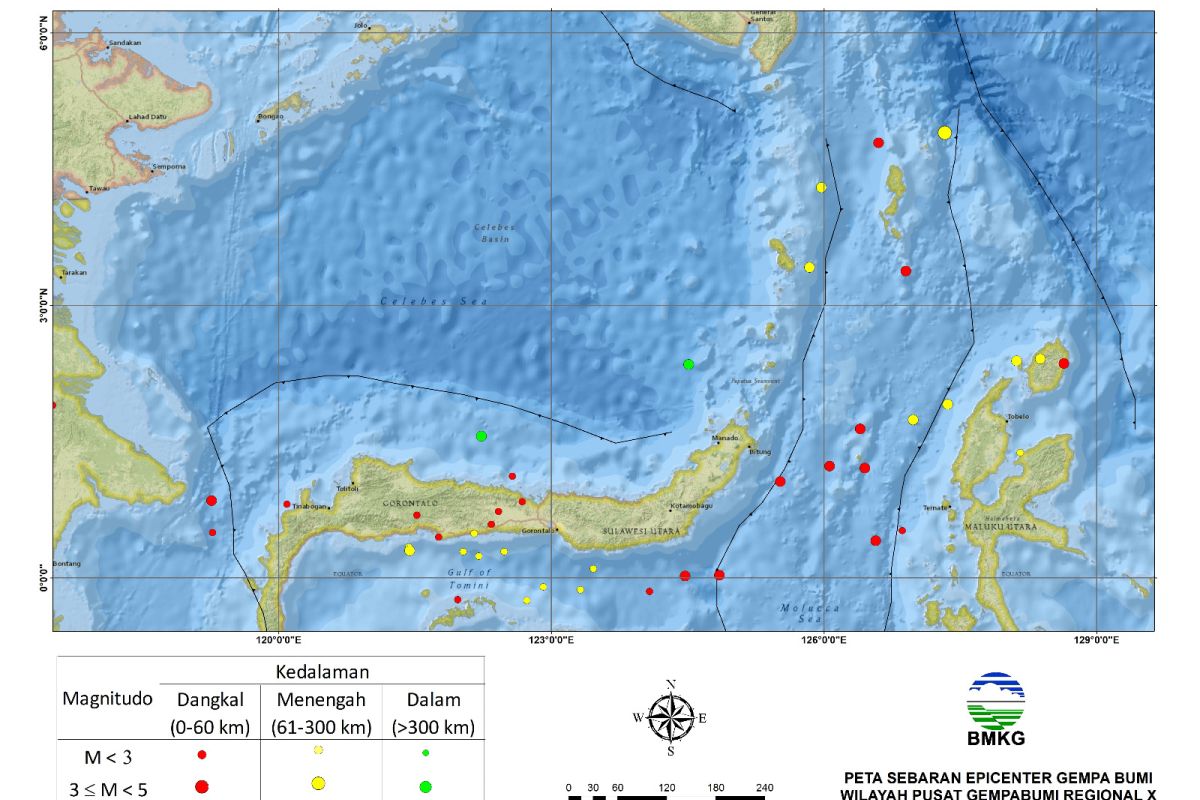 Geofisika Manado catat 44 gempa bumi getarkan Sulut