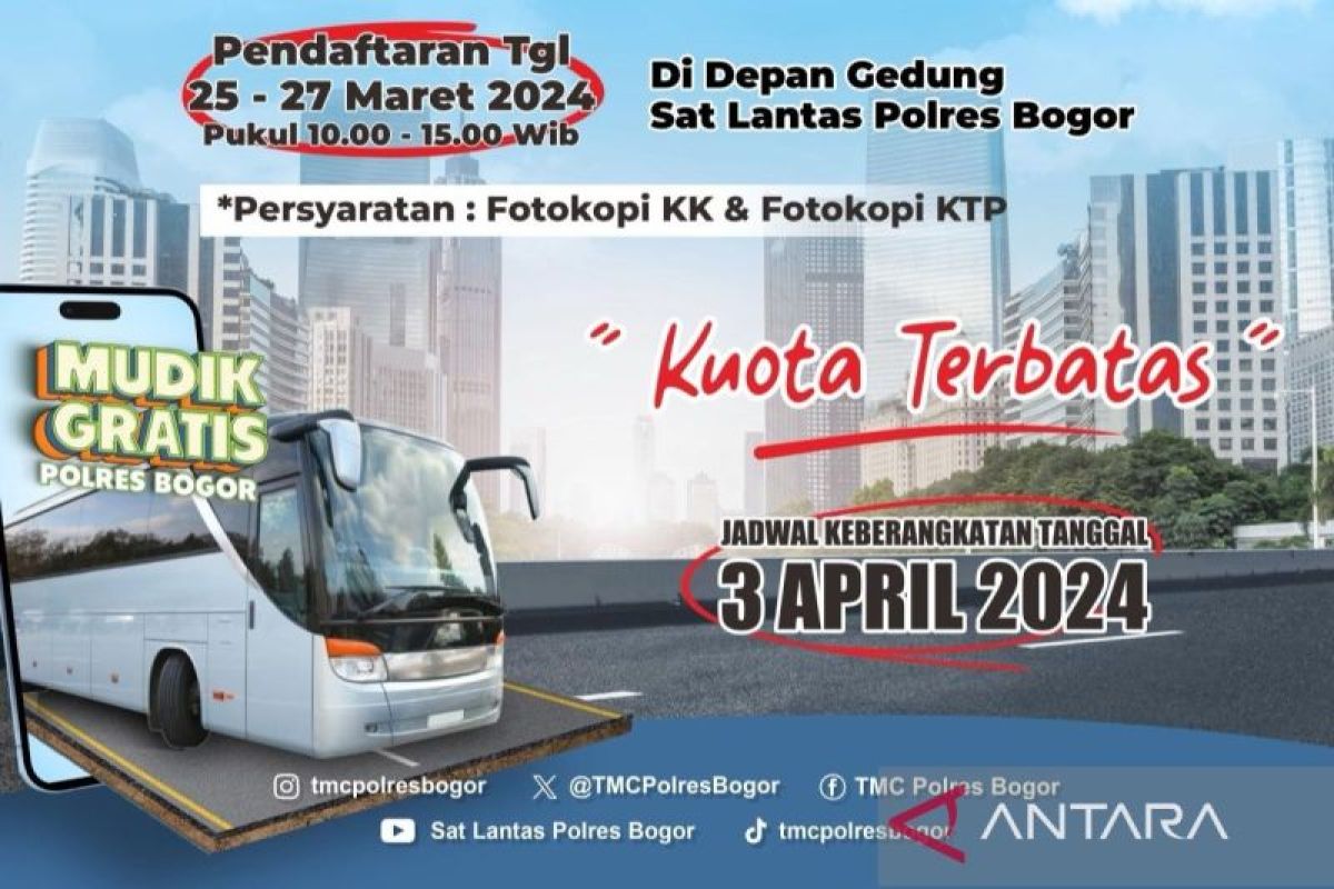 Polres Bogor sedia 10 bus Program Mudik Gratis jalur selatan-utara