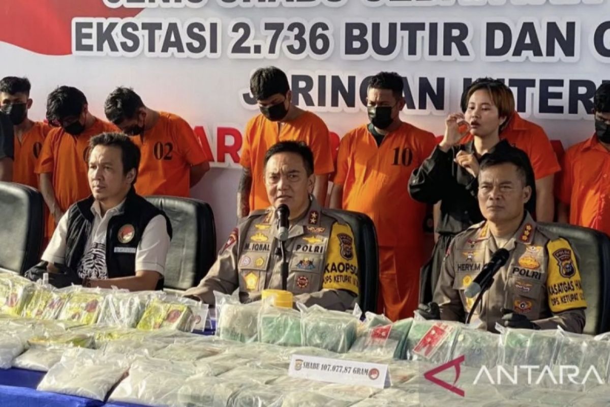 Polda Riau berhasil amankan sebanyak 107 kg sabu-sabu dan ribuan pil ekstasi