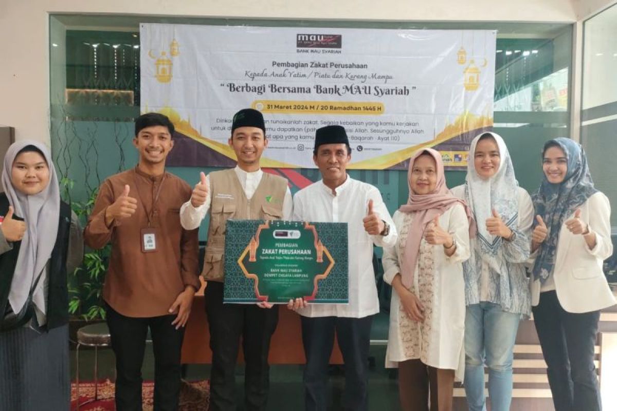 Bank Mitra Agro Usaha Syariah Lampung salurkan zakat perusahaan melalui Dompet Dhuafa Lampung