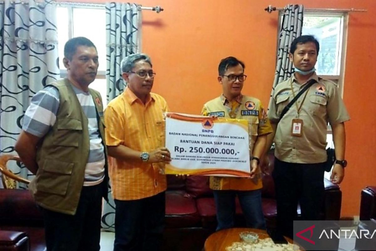 BNPB salurkan bantuan banjir Rp250 juta ke Gorontalo Utara