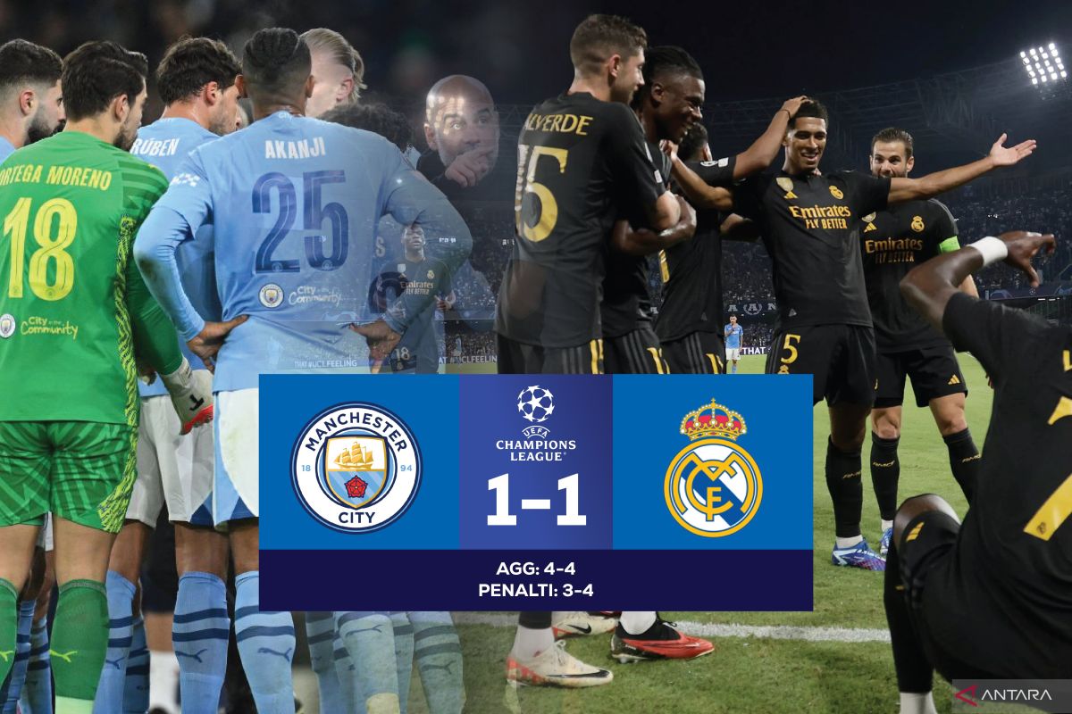 Real Madrid libas Manchester City dan lolos ke semifinal Liga Champions 2023/24