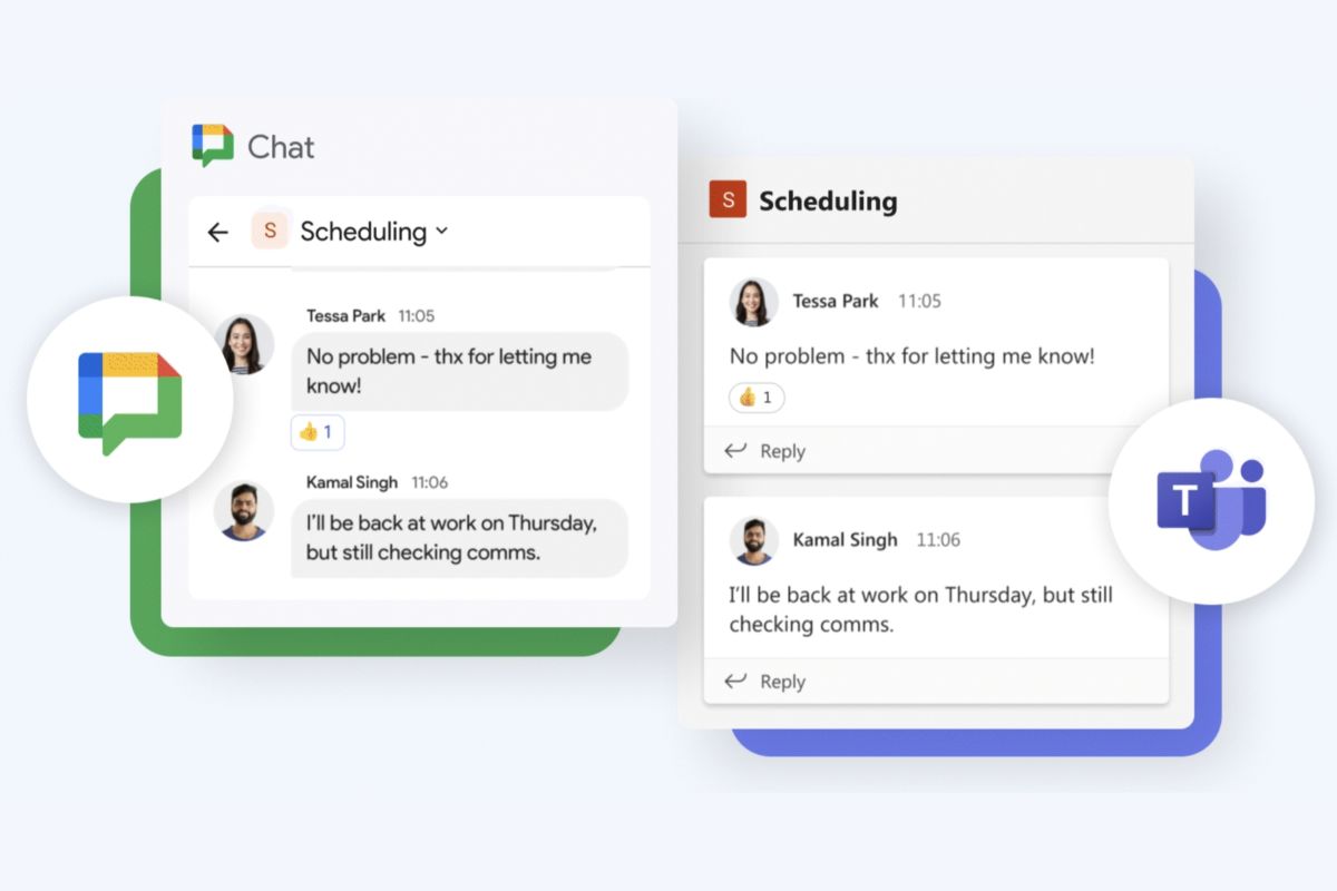 Google Chat memudahkan interaksi dengan tim Slack dan Microsoft