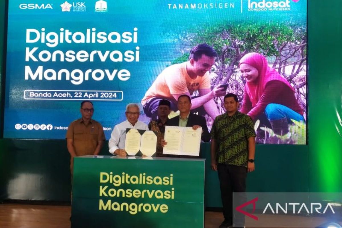 Indosat prakarsai kerjasama konservasi mangrove berbasis teknologi di Aceh