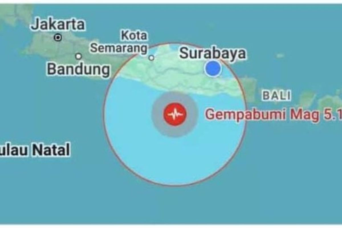 Gempa magnitudo 5,1 guncang Pacitan dan sekitarnya