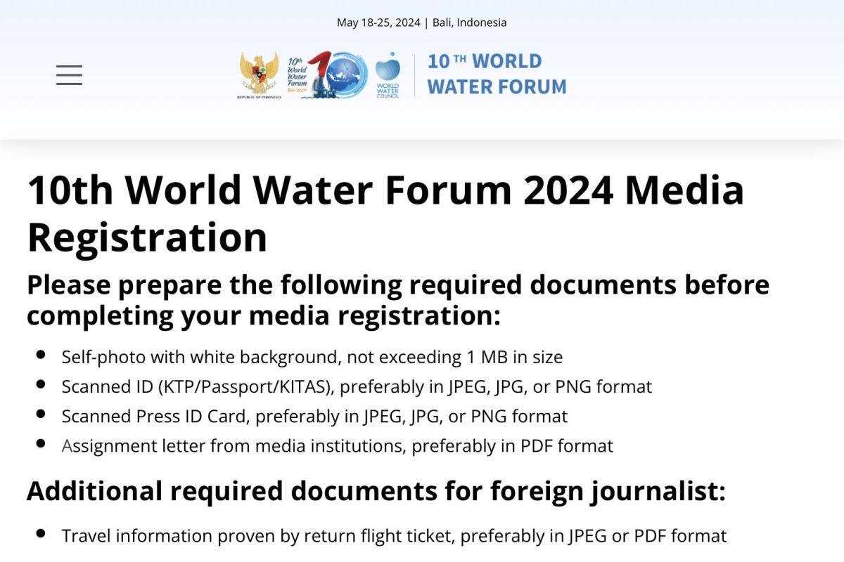 Dalam sepekan, ratusan jurnalis telah mendaftar untuk liput World Water Forum 2024