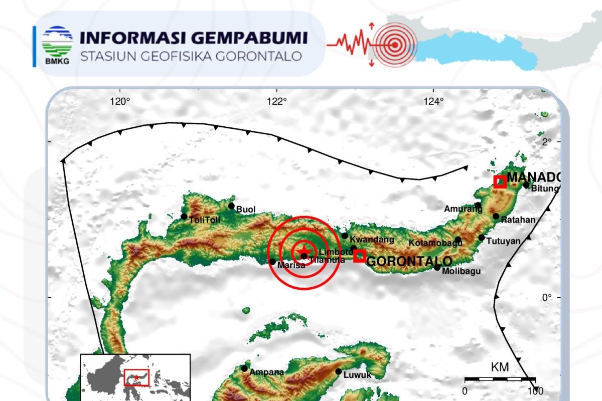 Gempa bumi dengan magnitudo 4,7 terjadi di Kabupaten Boalemo