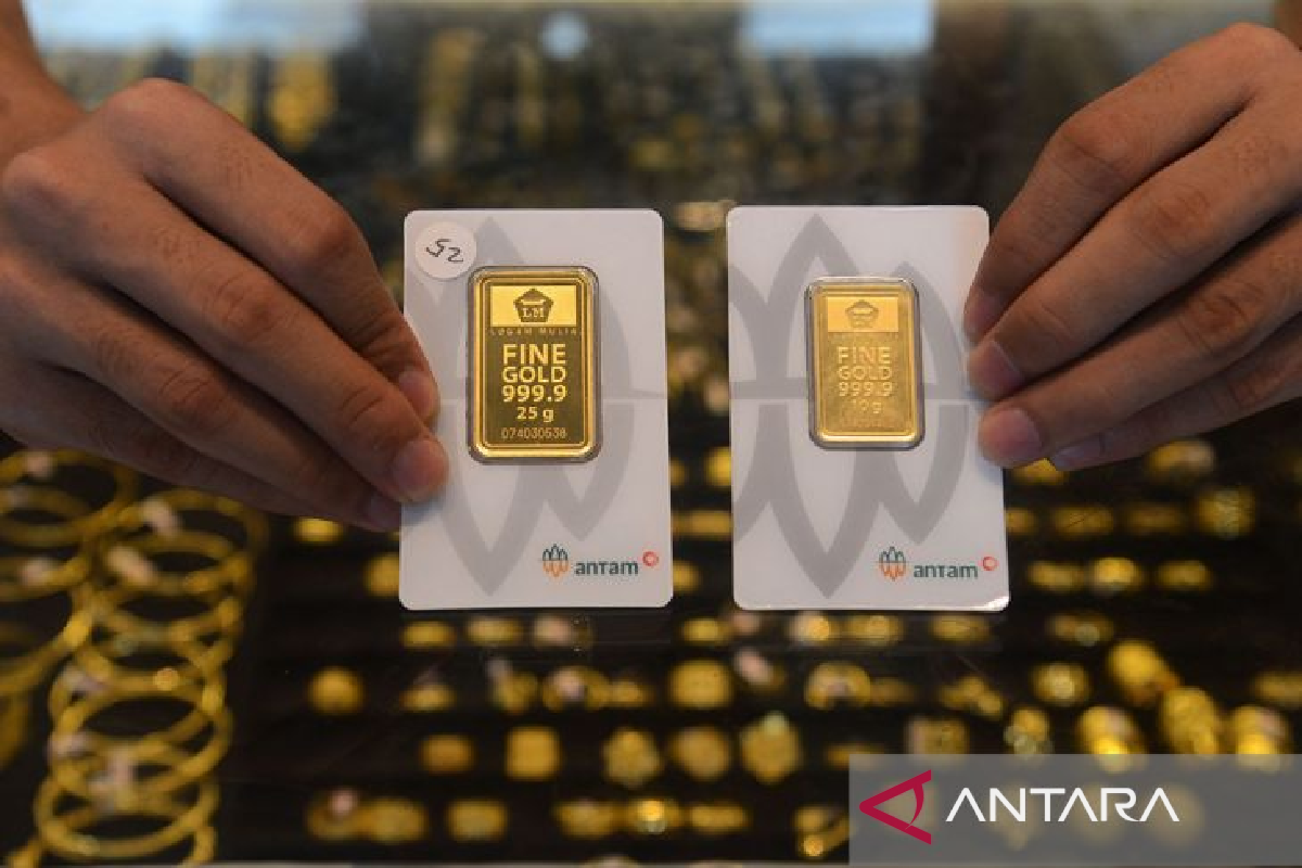 Harga emas Antam Senin pagi turun jadi Rp1,325 juta per gram