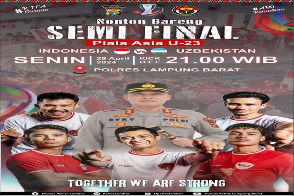 Polres Lampung Barat gelar nobar semifinal Piala Asia U-23