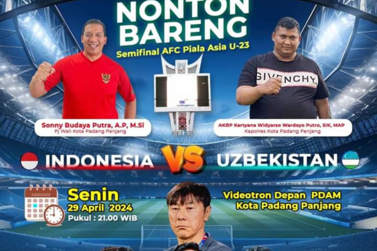 Padang Panjang Nobar Semi Final Piala Asia 2024 di pertigaan PDAM
