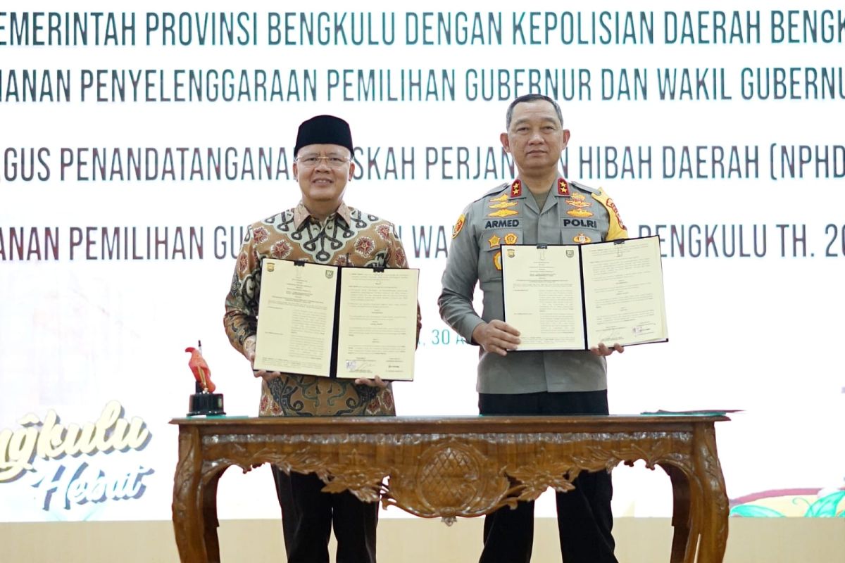 Pemprov dan Polda Bengkulu tanda tangani NPHD Pilkada 2024
