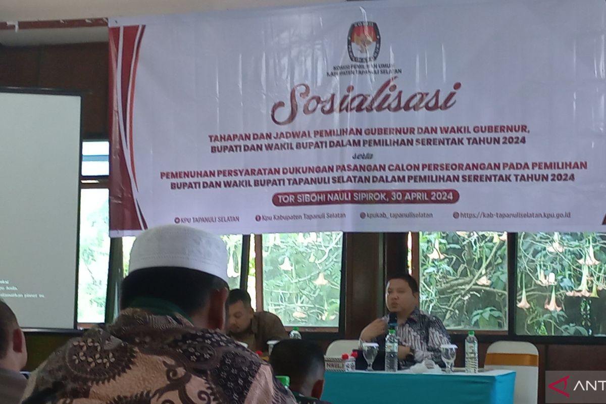 KPU Tapsel ingatkan penyerahan dokumen dukungan calon independen 5-12 Mei 2024