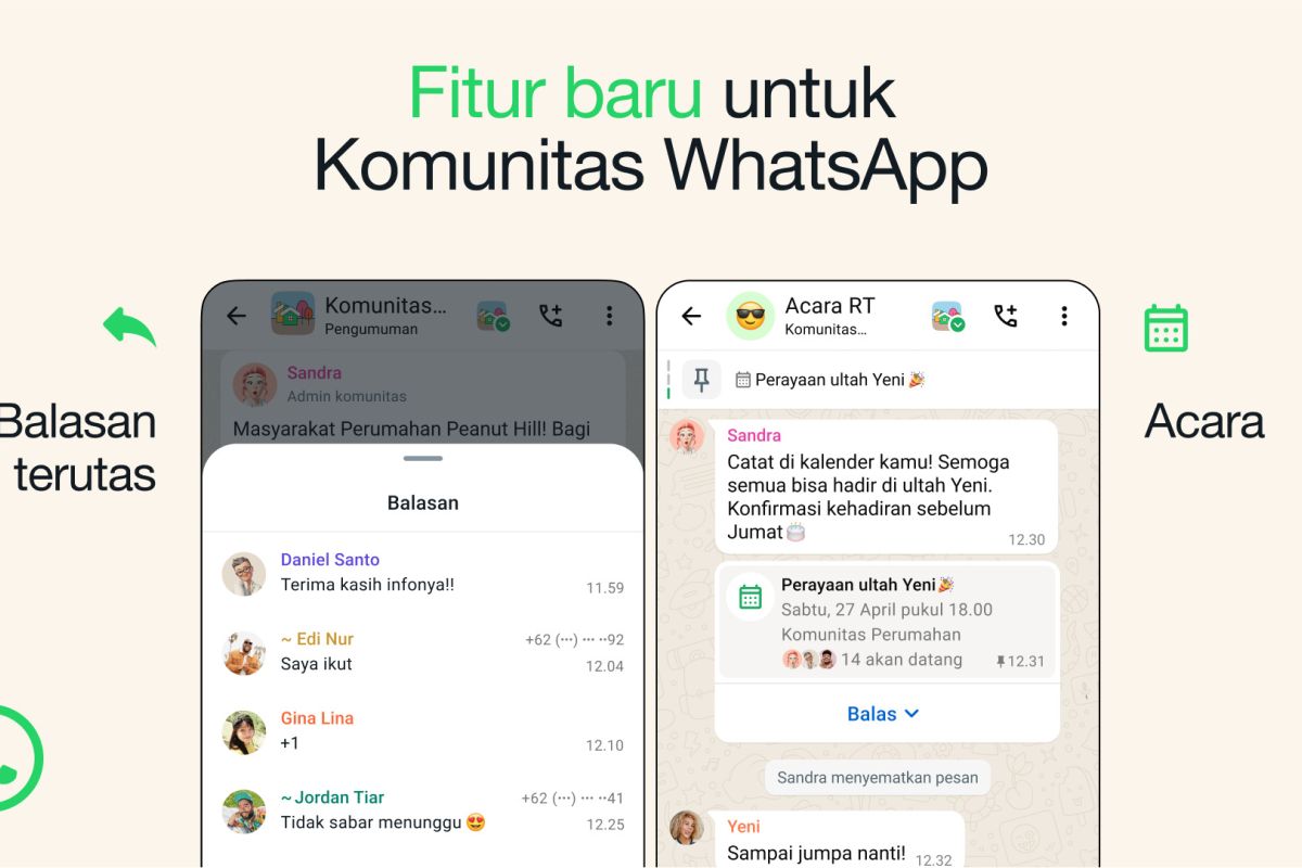 WhatsApp menawarkan fitur respons acara dan notifikasi di forum