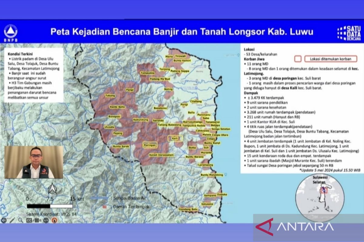 BNPB: Tim infanteri jadi opsi terakhir kirim bantuan korban banjir di Luwu