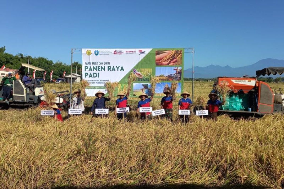 Pemkab Ponorogo bersama TNI panen padi di lahan alih fungsi